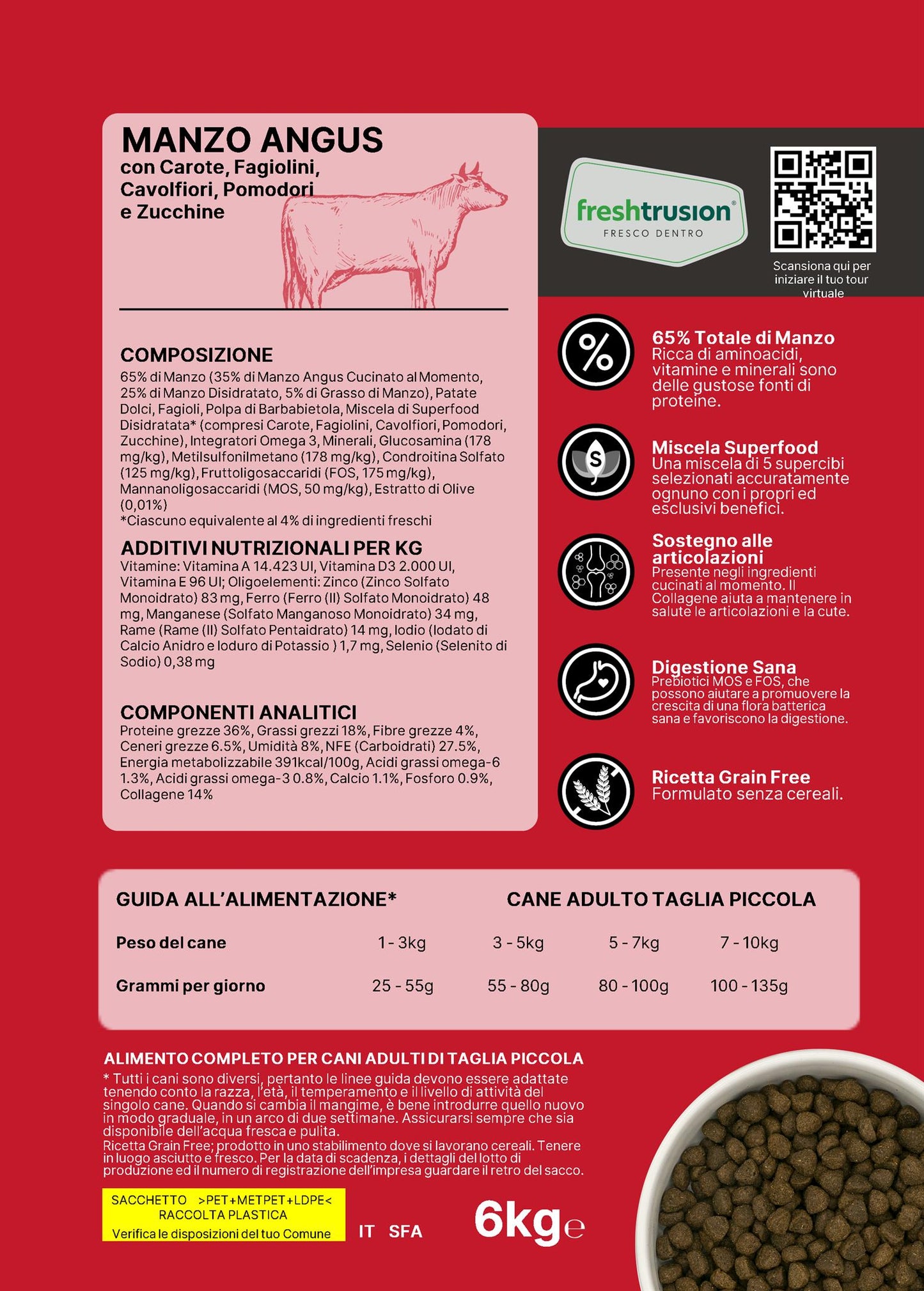 NUTRISENT Cane adulto Taglia Piccola Manzo Angus con Carote, Fagiolini, Cavolfiori, Pomodori e Zucchine