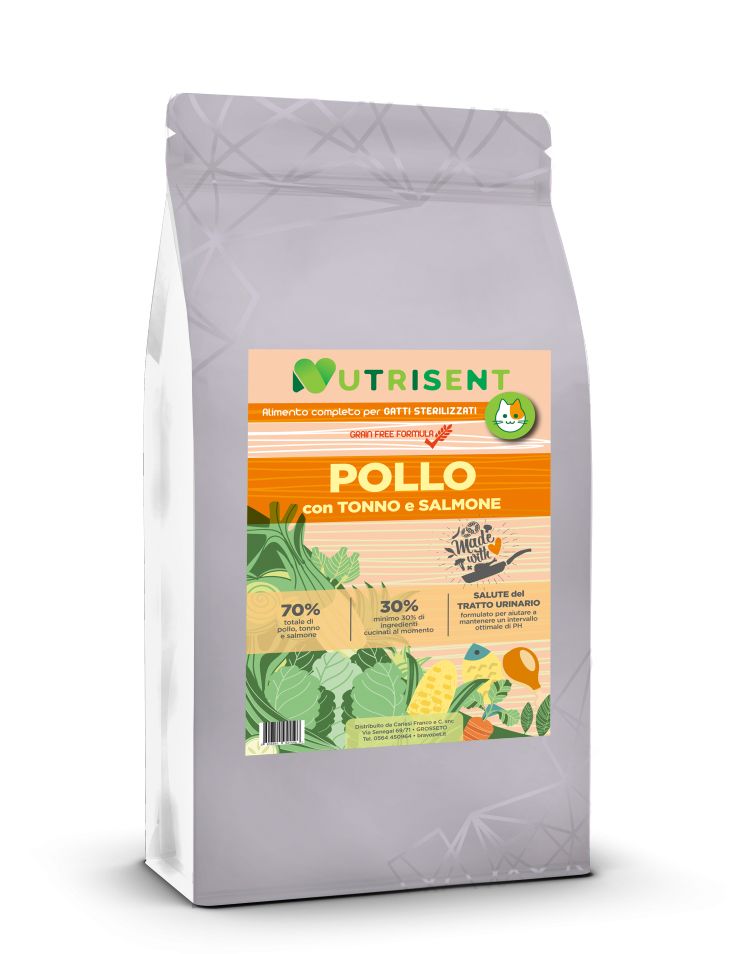NUTRISENT CAT 1,5kg Alimento Completo per Gatti Sterilizzati Pollo Tonno e Salmone