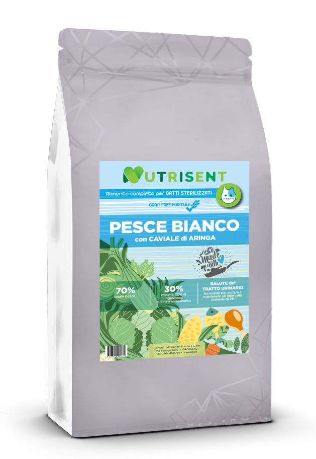 NUTRISENT CAT 1,5kg Alimento Completo per gatti Sterilizzati con Pesce Bianco e Caviale di Aringa