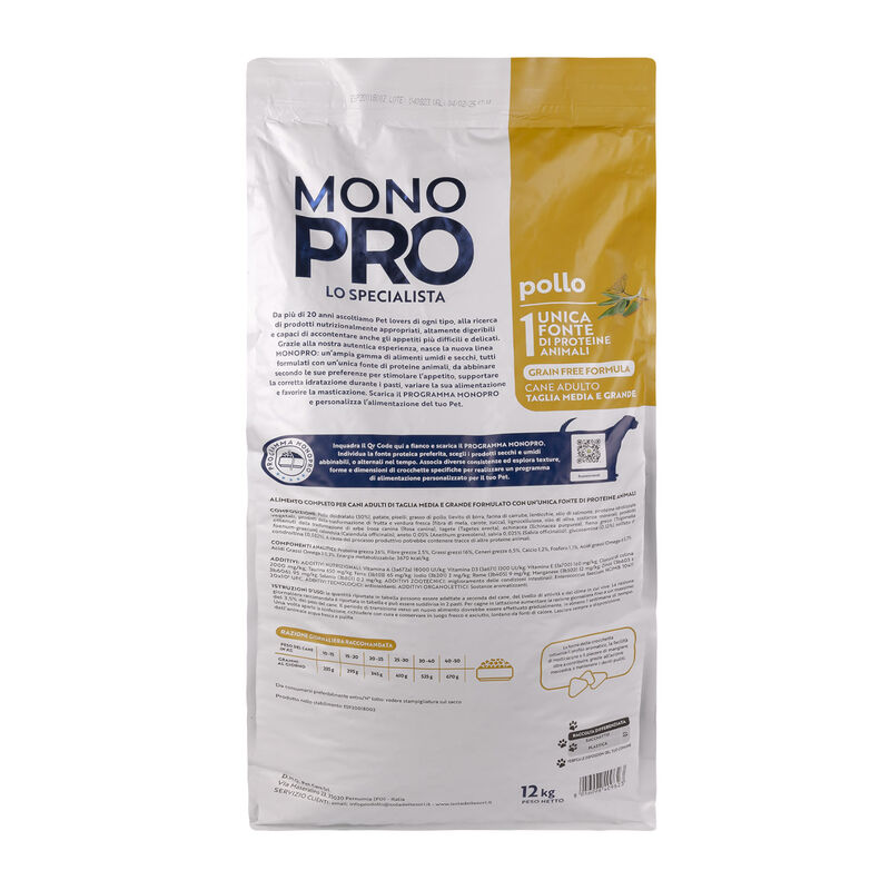 Monopro Dog Adult Medium&Large Grain Free Pollo