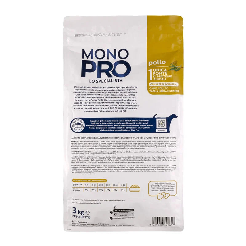 Monopro Dog Adult Medium&Large Grain Free Pollo