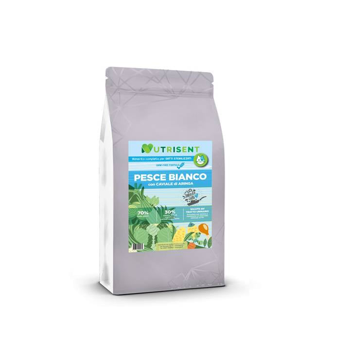 NUTRISENT CAT 1,5kg Alimento Completo per gatti Sterilizzati con Pesce Bianco e Caviale di Aringa