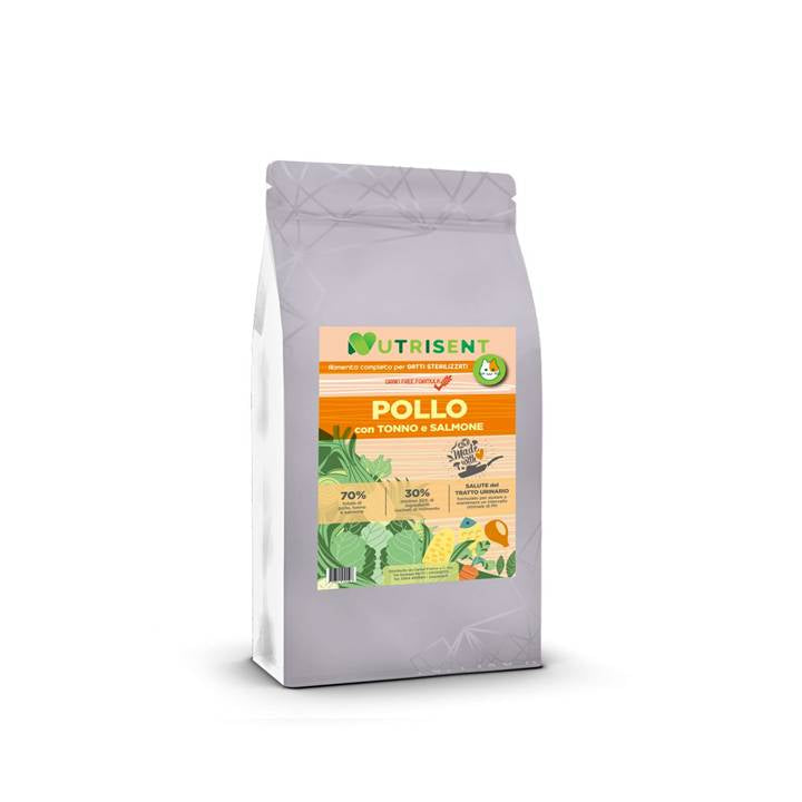 NUTRISENT CAT 1,5kg Alimento Completo per Gatti Sterilizzati Pollo Tonno e Salmone