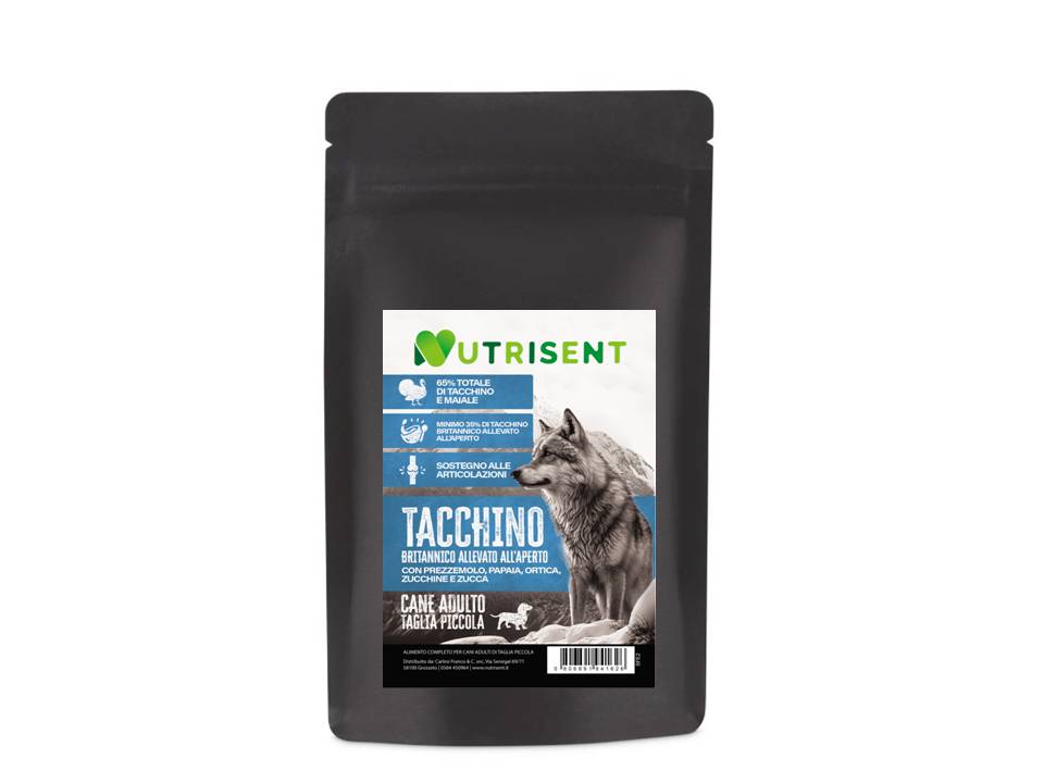 NUTRISENT Cane Adulto Taglia Piccola Tacchino Britannico allevato all’aperto con Prezzemolo, Papaia, Ortica, Zucchine e Zucca