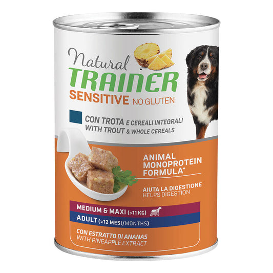 Natural Trainer Dog Sensitive No Gluten Medium&Maxi Adult con Trota e Cereali integrali 400 gr
