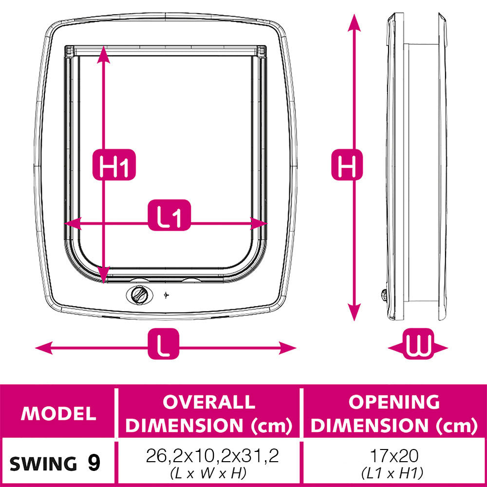 SWING 9 Portina per grandi gatti e piccoli cani. Chiusura a 4 vie. MARRONE