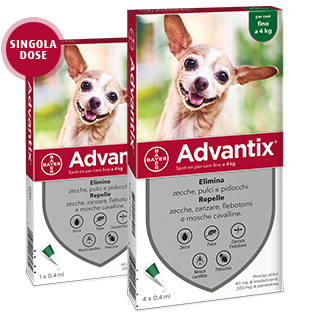 ADVANTIX SPOT-ON PER CANI FINO A 4KG 4 PIPETTE DA 0,4ML