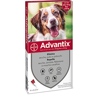 ADVANTIX SPOT-ON PER CANI OLTRE 10KG FINO A 25KG 4 PIPETTE DA 2,5ML