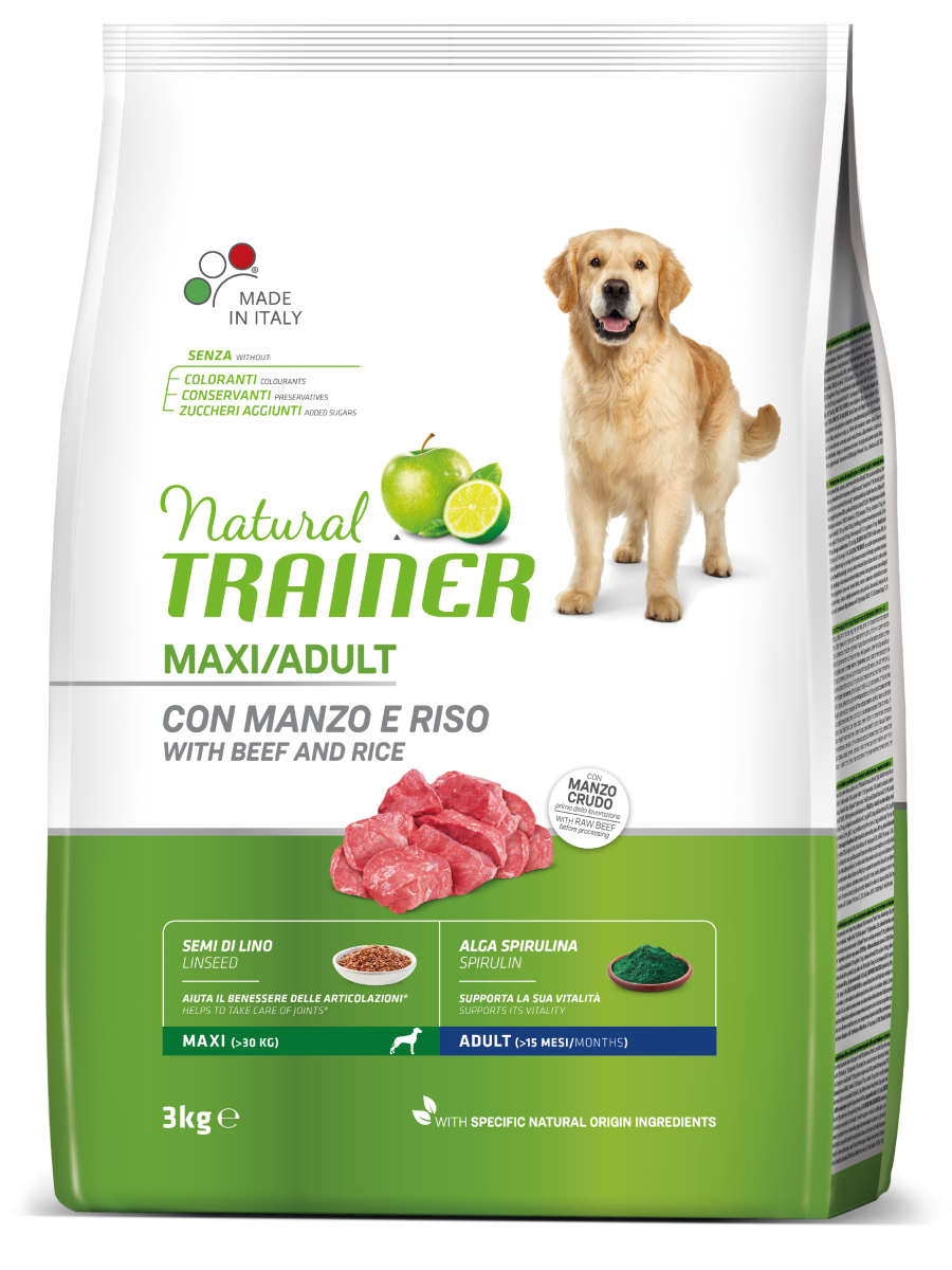 Natural Trainer cane Adult Maxi con manzo