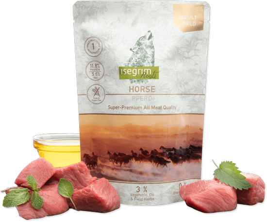 ISEGRIM CAVALLO CON MIX DI VEGETALI, OLIO DI SEMI DI LINO ED ERBE DI CAMPO 300GR