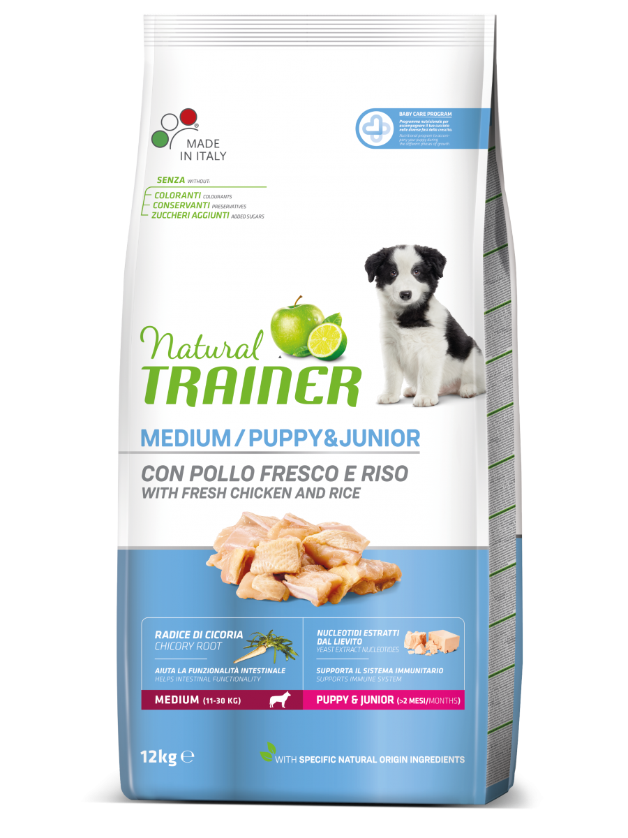 Natural Trainer cane Puppy&Junior Medium con pollo