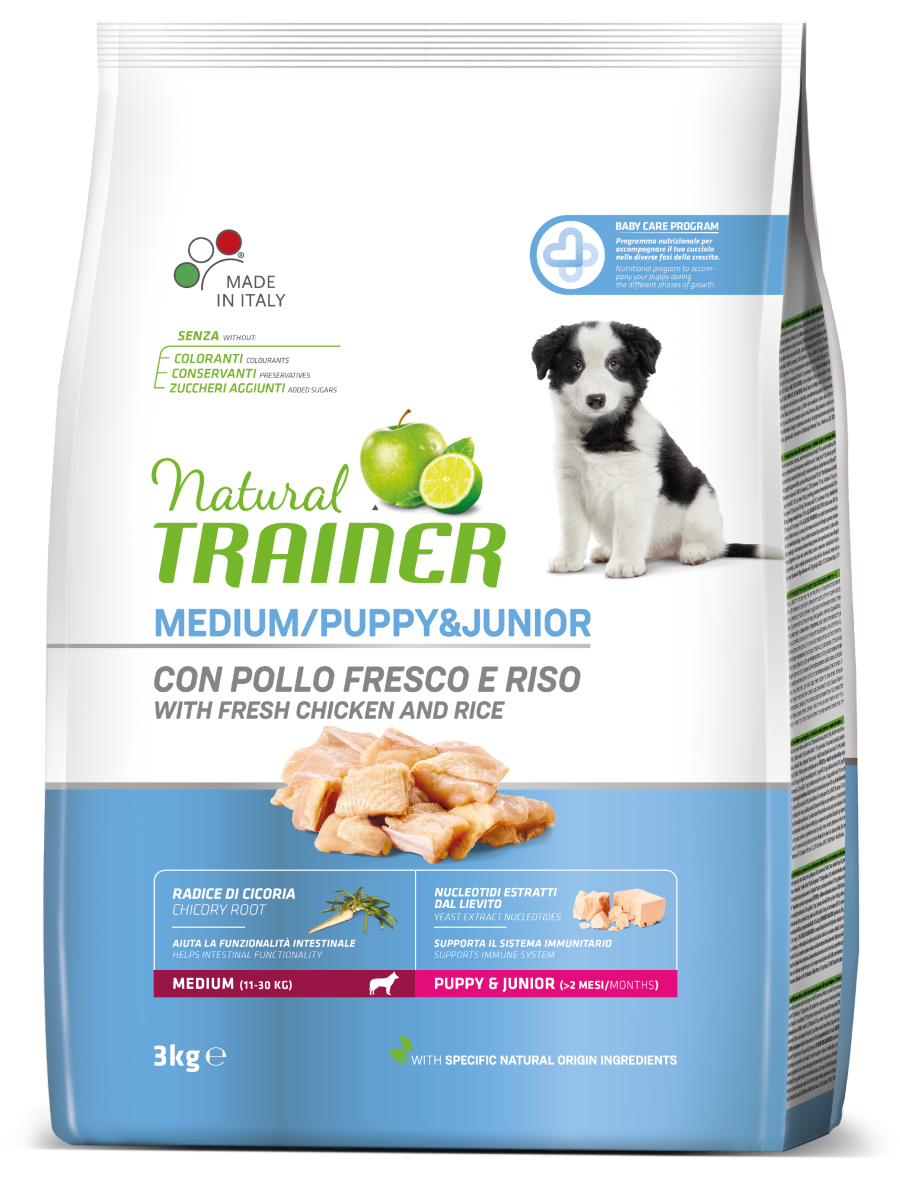 Natural Trainer cane Puppy&Junior Medium con pollo