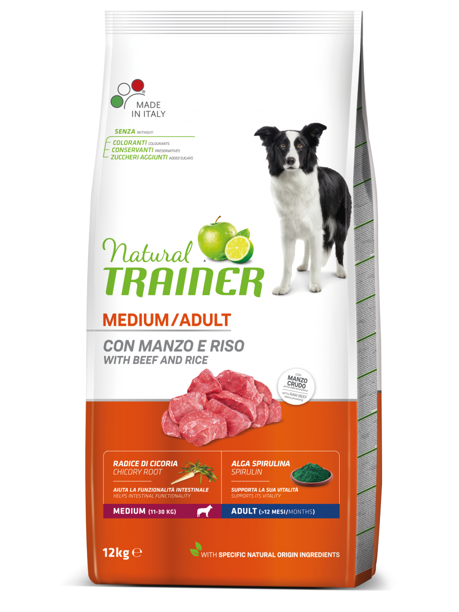 Natural Trainer cane Adult Medium con manzo
