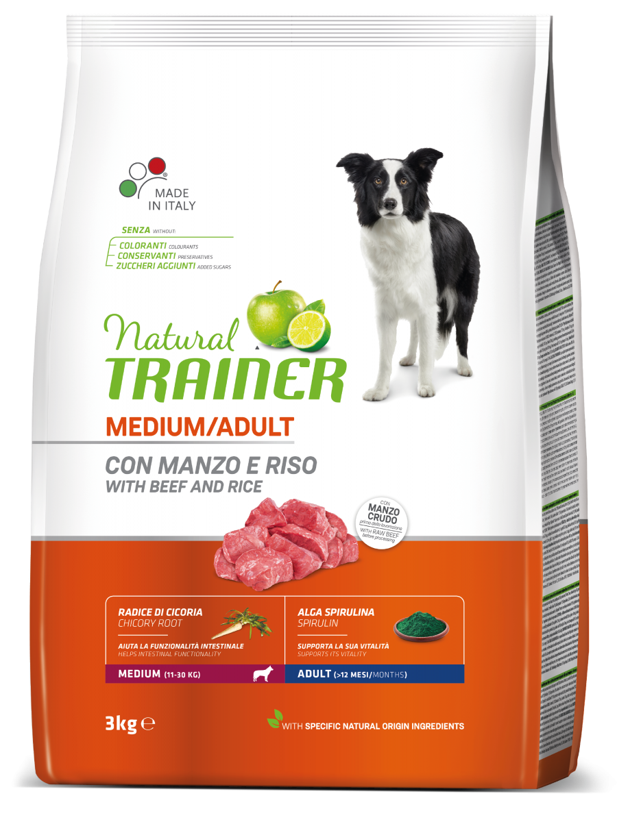 Natural Trainer cane Adult Medium con manzo