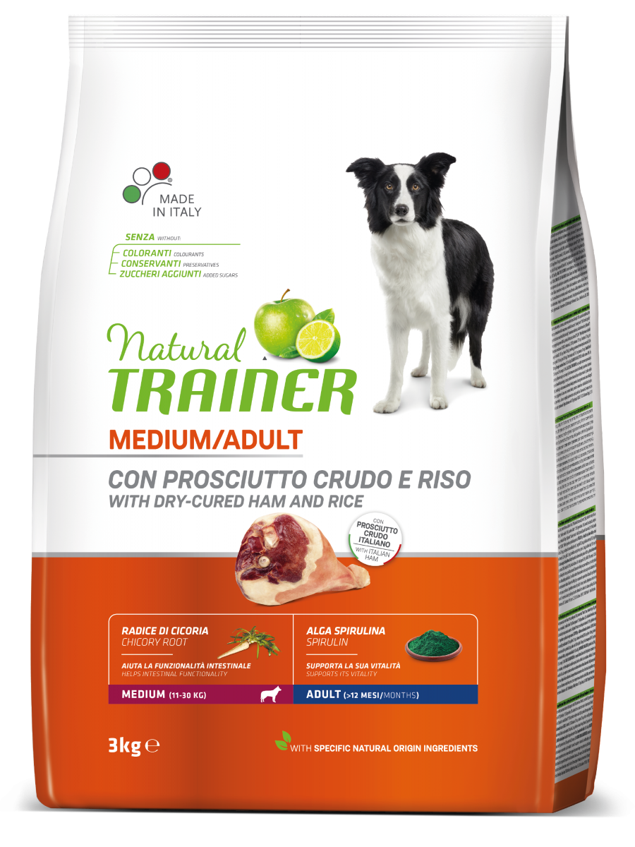 Natural Trainer cane Adult Medium con prosciutto crudo