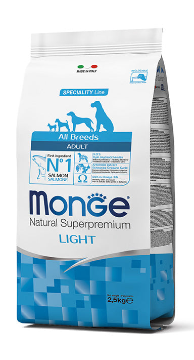 MONGE DOG All Breeds Adult Light Salmone e Riso