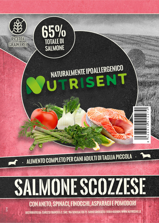 NUTRISENT Cane Adulto Taglia Piccola Salmone Scozzese con Aneto, Spinaci, Finocchi, Asparagi e Pomodori 2kg