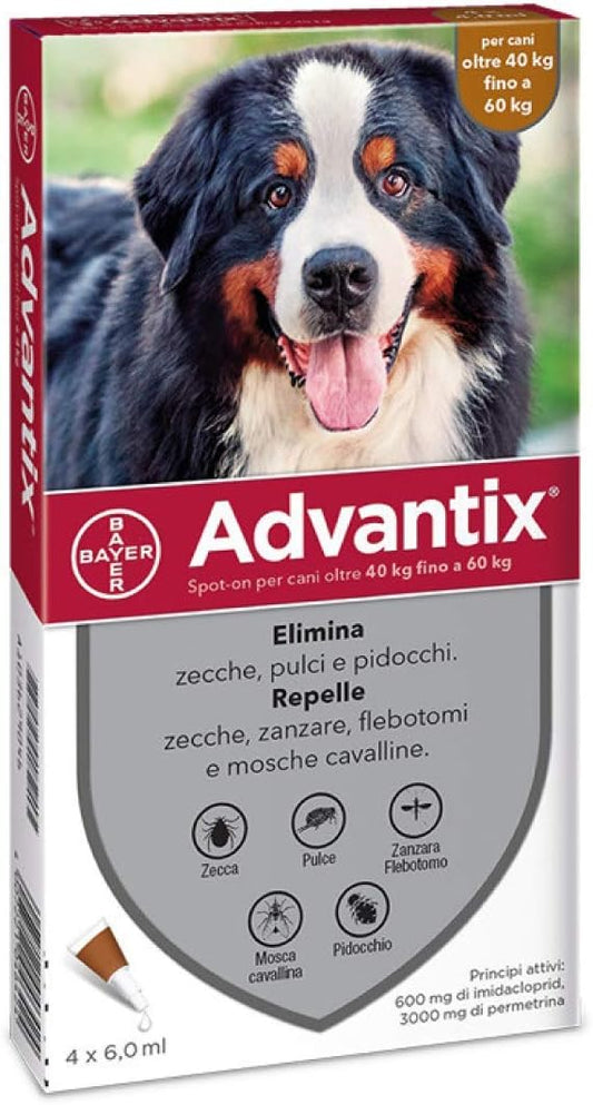 ADVANTIX SPO-ON PER CANI OLTRE 40KG 4 PIPETTE DA 6ML
