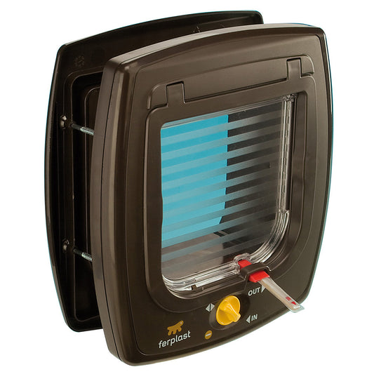 SWING 7 Portina per gatti con sistema magnetico e chiusura a 4 vie MARRONE