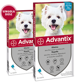 ADVANTIX SPOT-ON PER CANI OLTRE 4KG FINO A 10G 4 PIPETTE DA 1ML