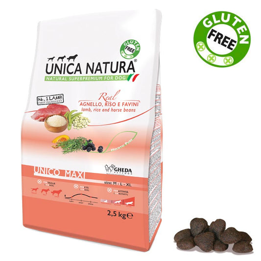 Unica Natura Maxi - Agnello,riso,favinii 2,5kg