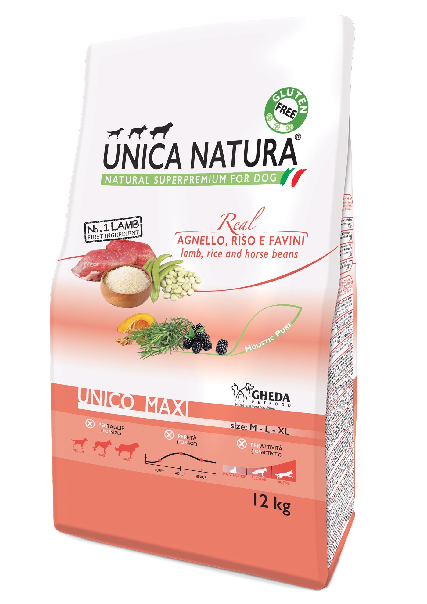 Unica Natura Maxi - Agnello,riso,favini 12kg