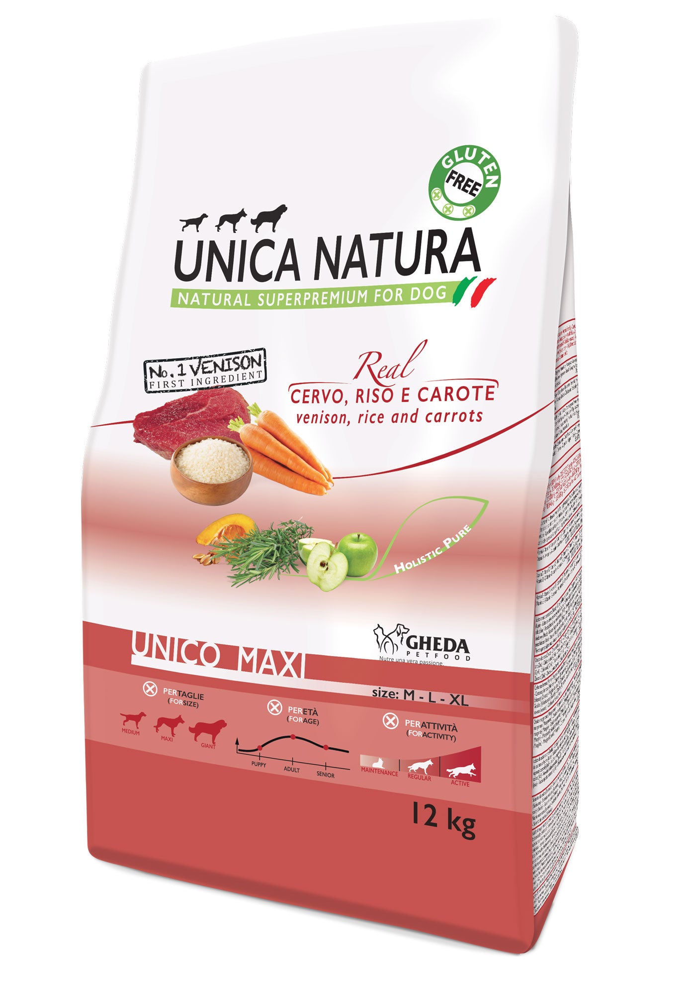 Unica Natura Maxi - Cervo,riso,carote 12kg