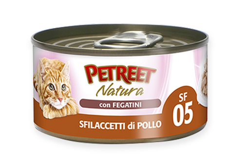 PETREET Sfilaccetti di Pollo con Fegatini 70gr x 6pz
