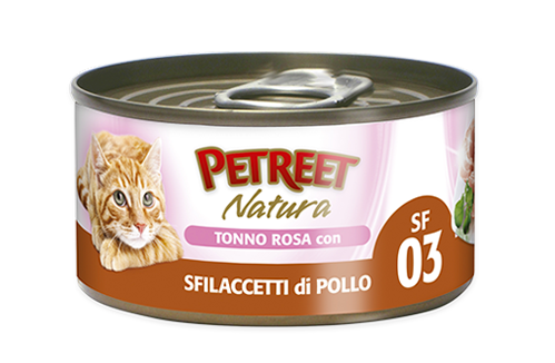 PETREET Tonno Rosa con Sfilaccetti di Pollo 70gr x 6pz