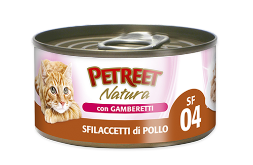 PETREET Sfilaccetti di Pollo con Gamberetti 70gr x 6pz