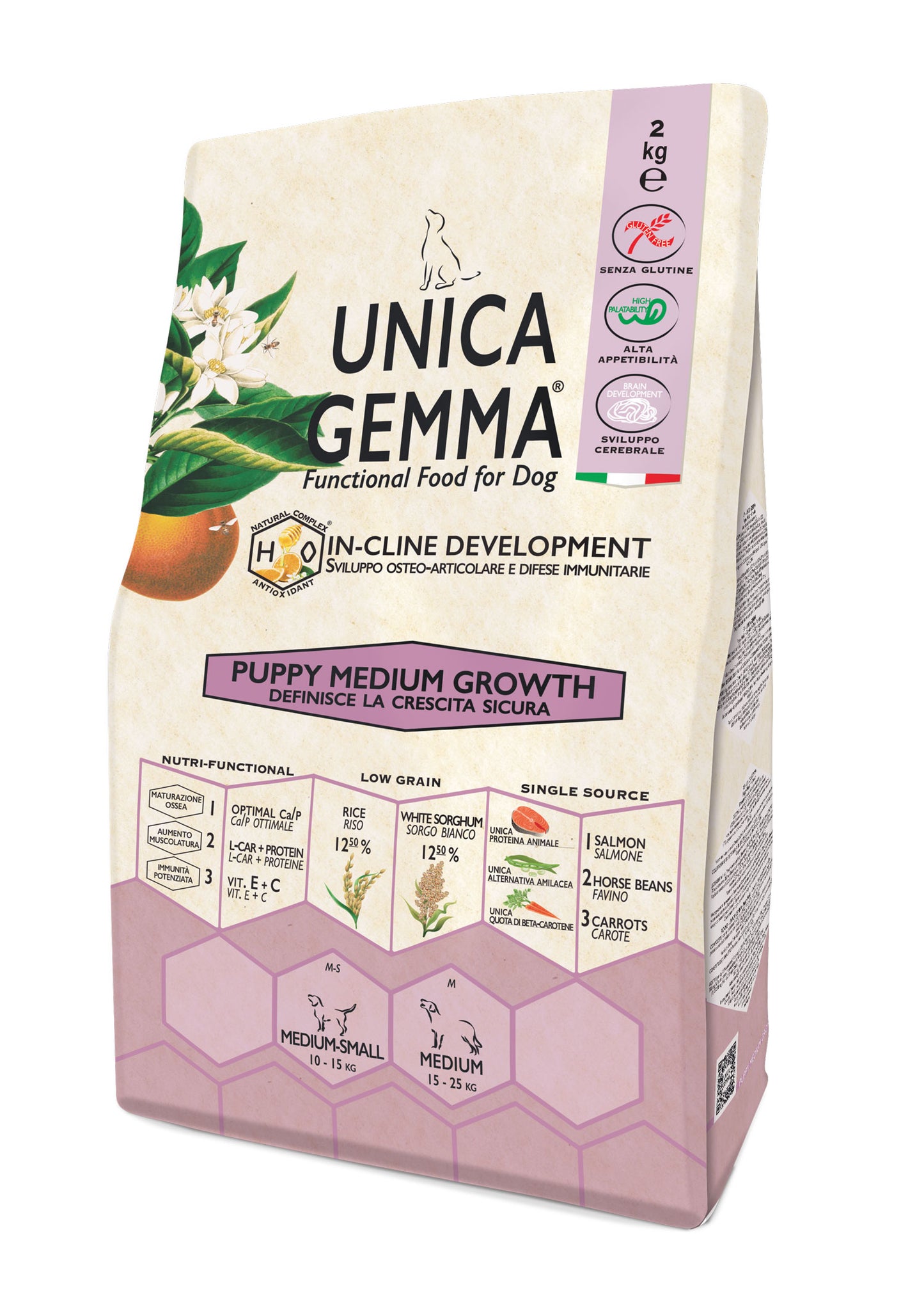 Unica Gemma Puppy Medium Salmone,Riso - Growth 2kg