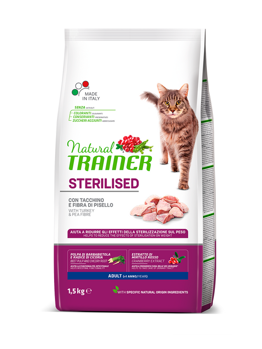Natural Trainer gatto Sterilised Adult con tacchino