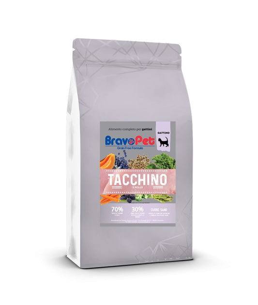 BRAVOPET CAT Tacchino e pollo per Gattini