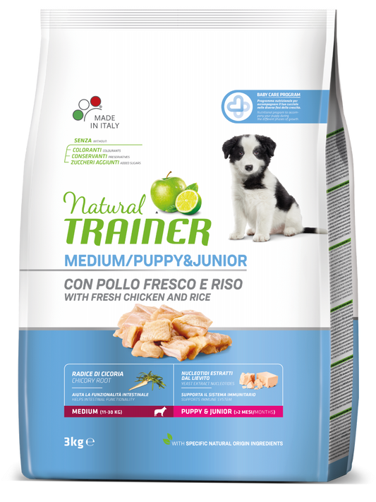 Natural Trainer cane Puppy&Junior Medium con pollo