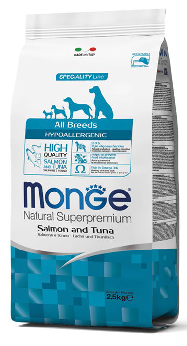 MONGE DOG All Breeds Hypoallergenic con Salmone e Tonno