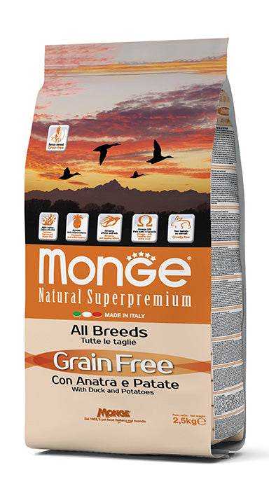MONGE DOG Grain Free con Anatra e Patate – All Breeds